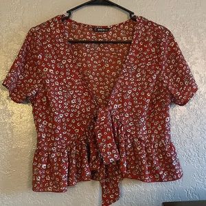 tie crop top shirt